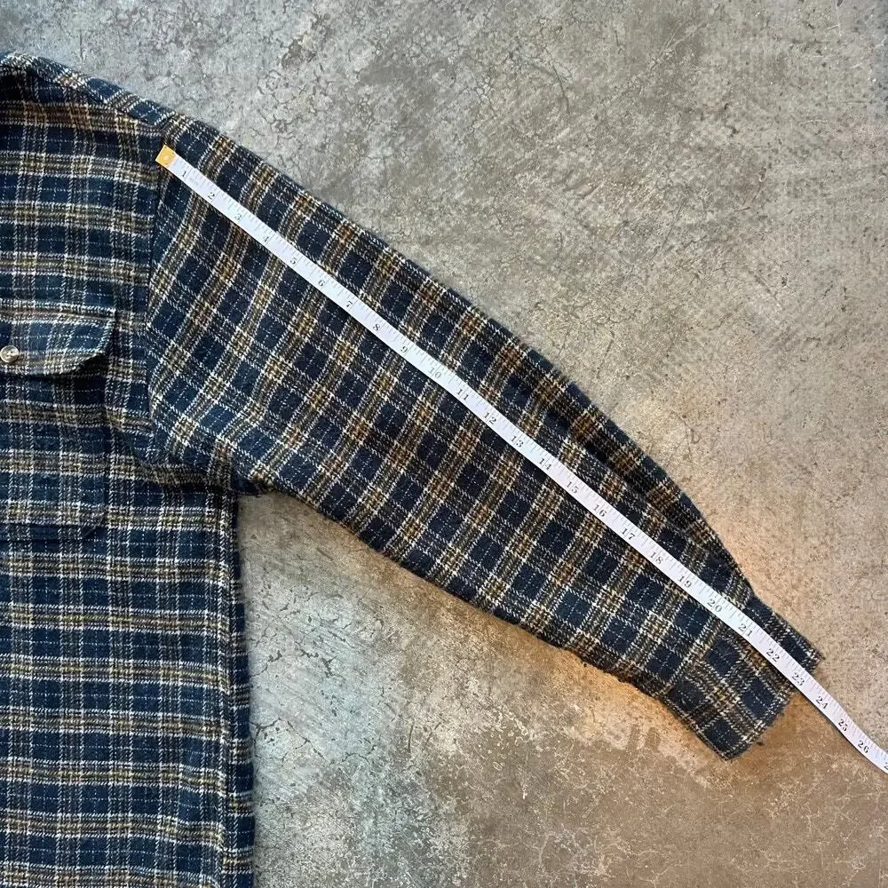 Route 66 Thermal Lined Flannel Shirt Jacket Mens Medium Blue Plaid Shacket Heavy - Picture 7 of 7